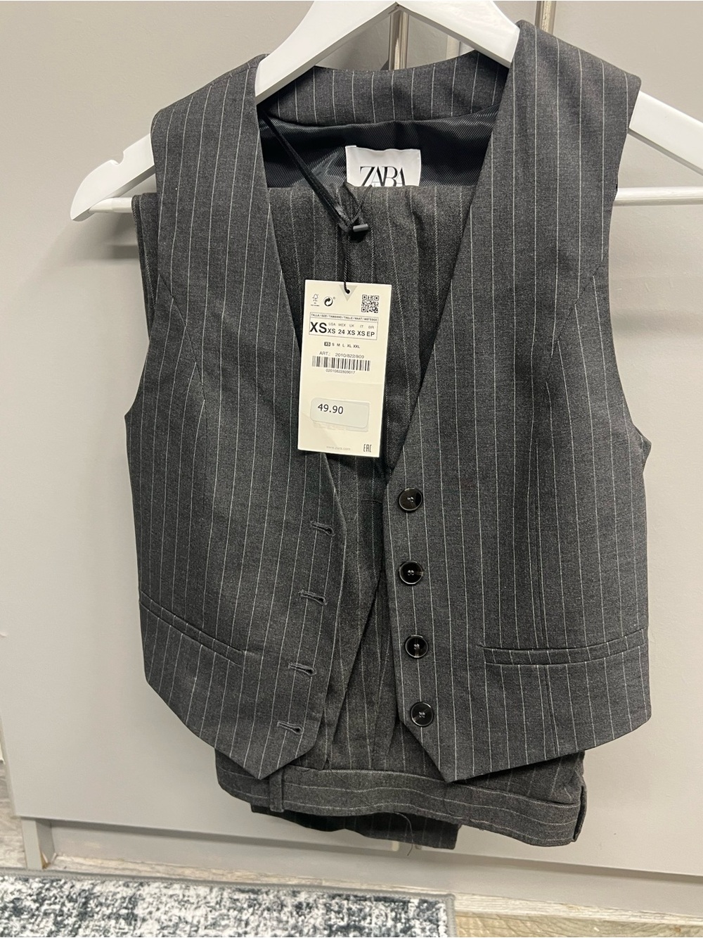 ZARA women’s Grey Pinstripe Waistcoat Vest and pants